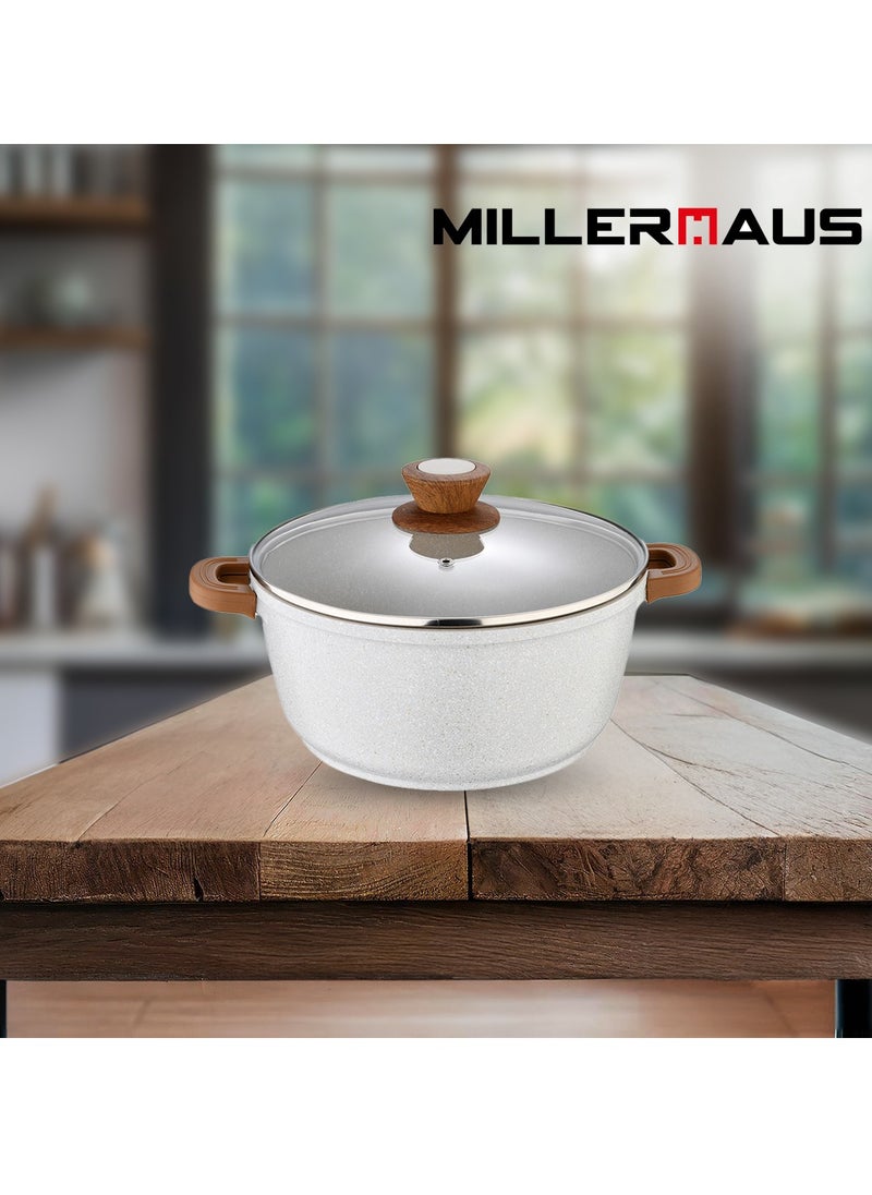 MILLERHAUS Millerhaus Casserole Ø30X12.5Cm Cast Alu Induction With Glass Lid , High-Quality Non-Stick Coating Compatibility Safe Cooking Pot  - Image 2