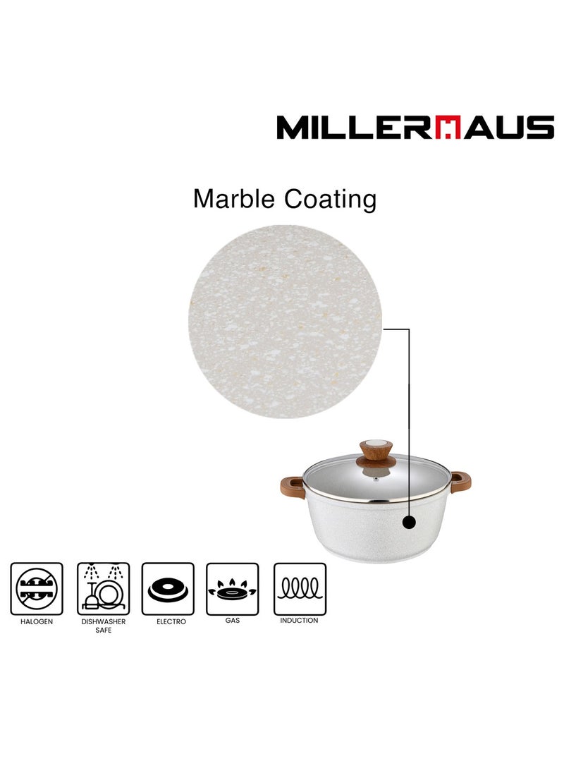 MILLERHAUS Millerhaus Casserole Ø30X12.5Cm Cast Alu Induction With Glass Lid , High-Quality Non-Stick Coating Compatibility Safe Cooking Pot  - Image 3
