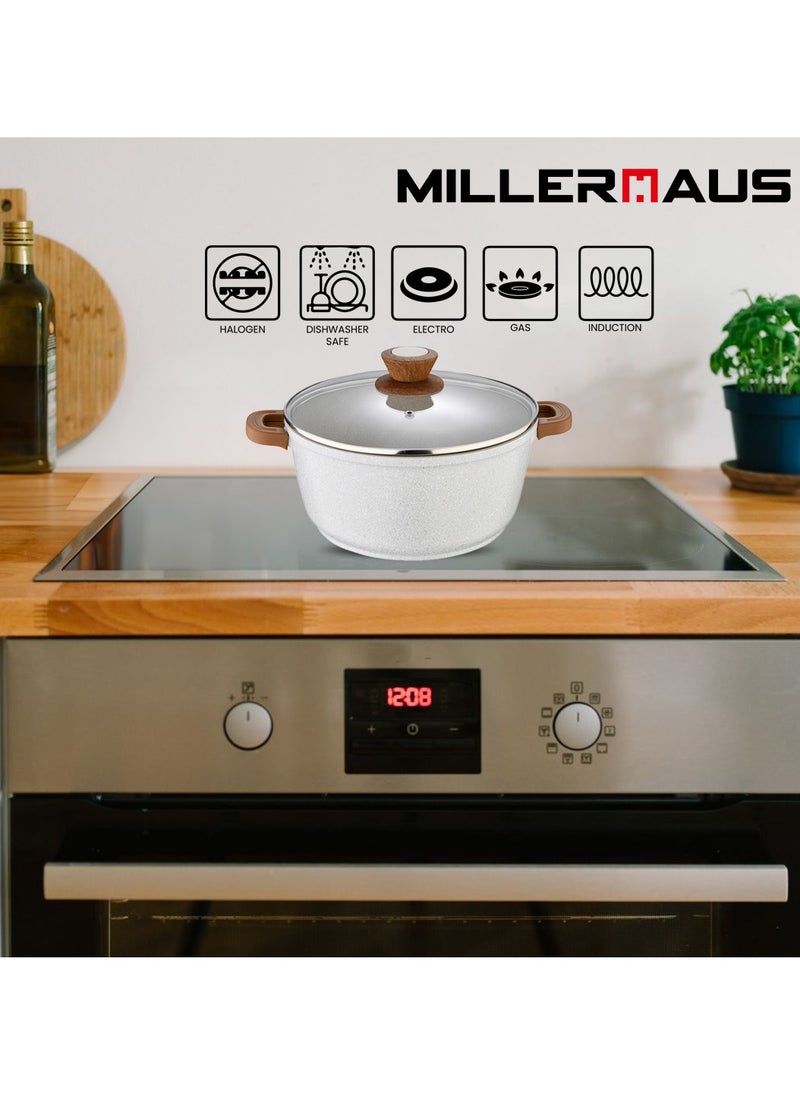 MILLERHAUS Millerhaus Casserole Ø30X12.5Cm Cast Alu Induction With Glass Lid , High-Quality Non-Stick Coating Compatibility Safe Cooking Pot  - Image 5