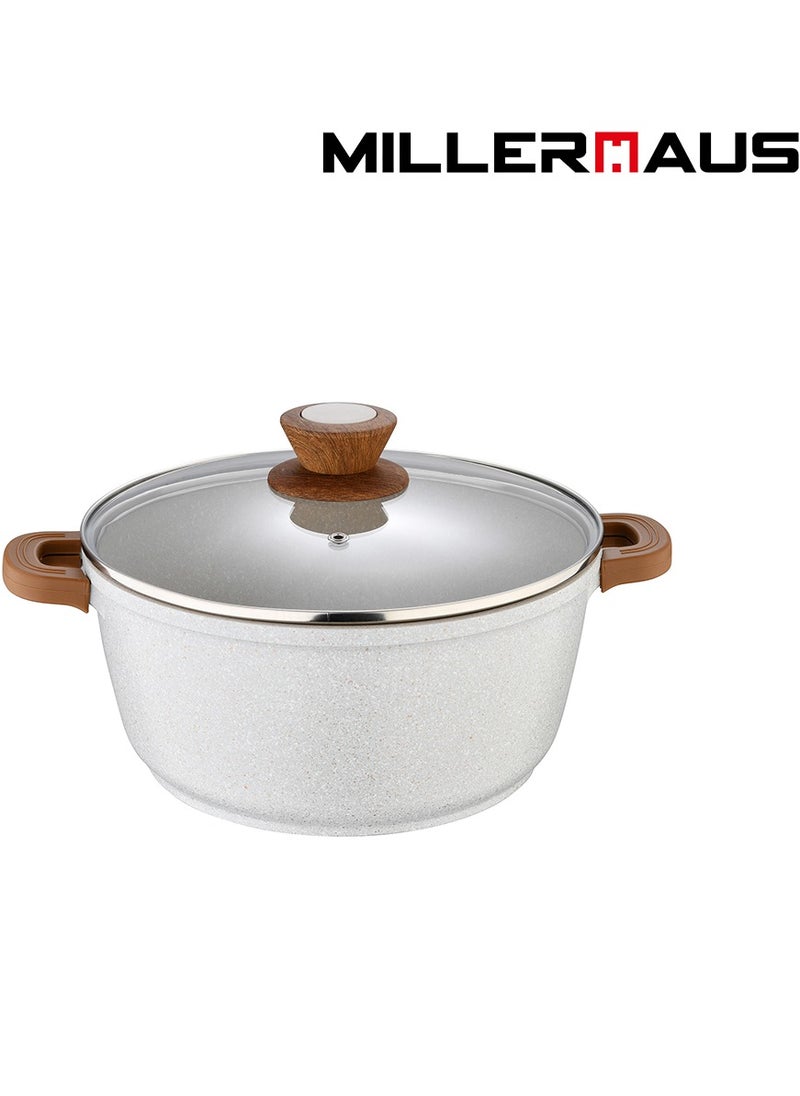 MILLERHAUS Millerhaus Casserole Ø30X12.5Cm Cast Alu Induction With Glass Lid , High-Quality Non-Stick Coating Compatibility Safe Cooking Pot  - Image 1