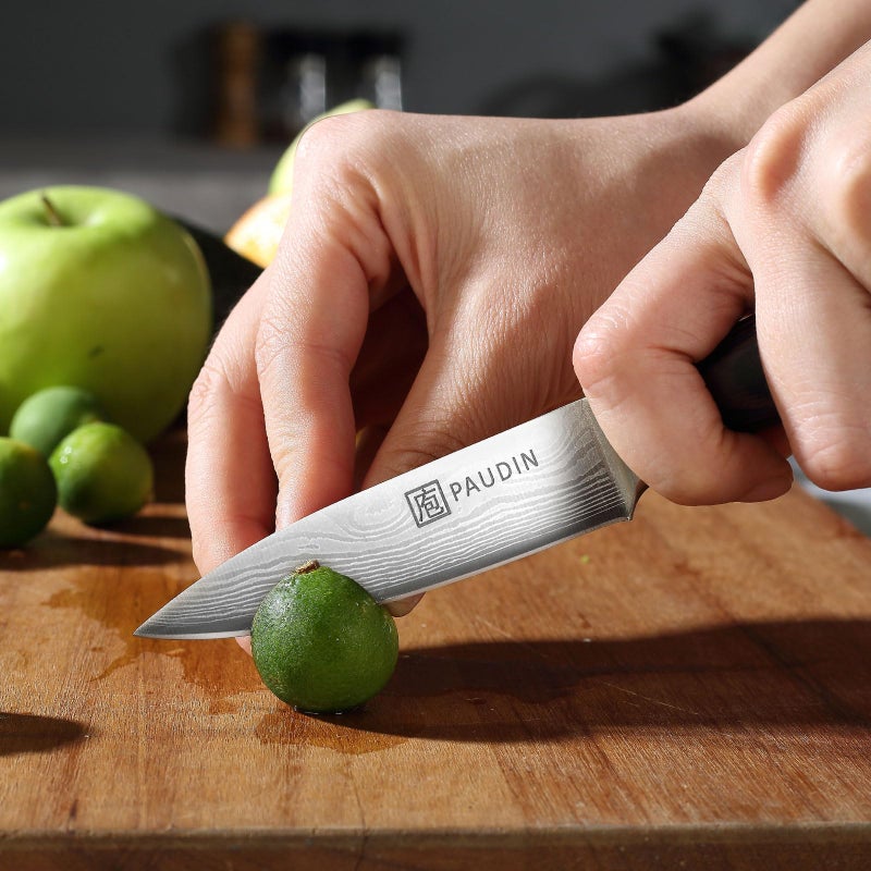 Paudin Paring Knife  3.5 Inch Fruit Knife  High Carbon 5Cr15Mov Stainless Steel Forged Paring Knife  Ultra Sharp Small Kitchen Knife  Ergonomic Wooden Handle With Elegant Gift Box - Image 4