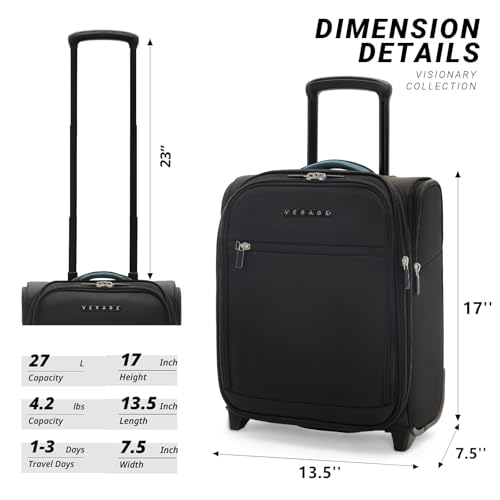 Verage Carry On Underseat Luggage with 2 Wheels & USB Port, 16 Inch Wheeled Spinner Bag Carry-on Luggages for Airlines, Lightweight Suitcase Men Women, Pilots and Crew(16-Inch Rolling Underseat Pro) - Image 2