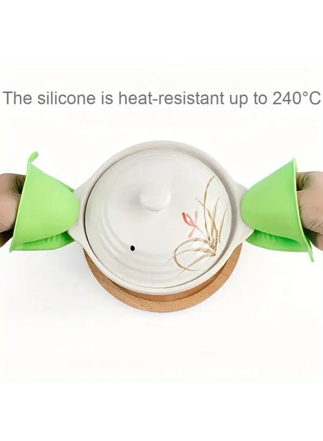 Pink Heat Resistant Oven Gloves 2pcs Thickened Silicone Microwave Safe Durable - Image 3