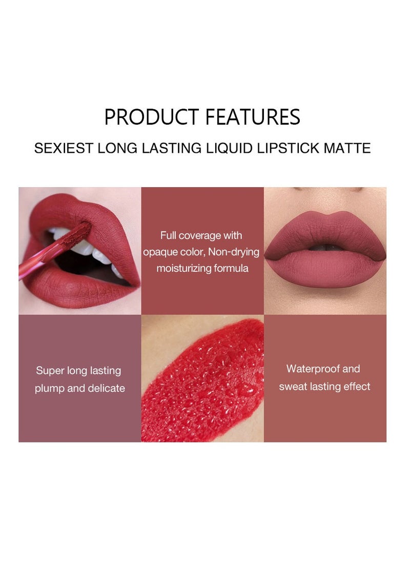 Handaiyan Lipstick Matte Liquid Lipsticks Makeup For Women Velvet Long Lasting Waterproof Highly Pigmented Colour Quick-Drying, Smudge-Proof, Nourishes, Conditions,Ultra Soft Moisturizes  - Image 2
