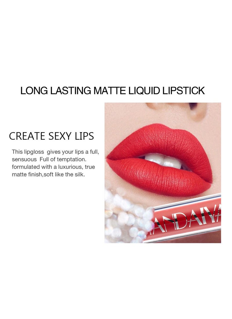Handaiyan Lipstick Matte Liquid Lipsticks Makeup For Women Velvet Long Lasting Waterproof Highly Pigmented Colour Quick-Drying, Smudge-Proof, Nourishes, Conditions,Ultra Soft Moisturizes  - Image 3