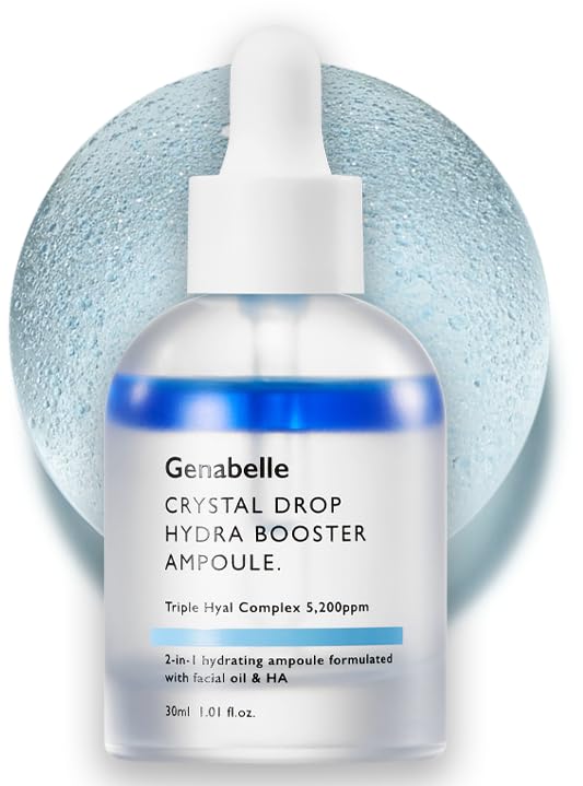 Genabelle Crystal Drop Hydra Booster Ampoule  Hydrating Serum with Hyaluronic Acid Panthenol  Jojoba Oil for Skin Barrier and Glow  101 floz