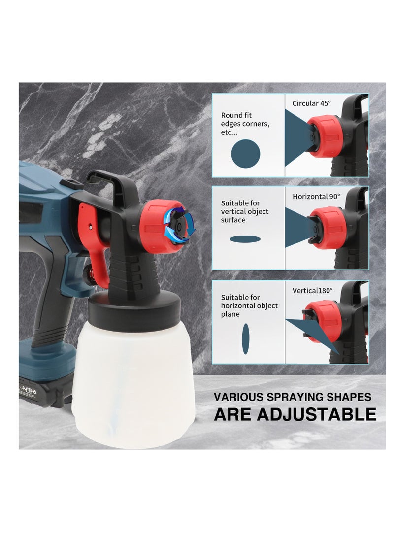 Advanced Paint Sprayer with HVLP Technology 1000ml Container, Jog Wheel Control, Detachable Design, Copper Nozzles, and Dual Rechargeable Batteries