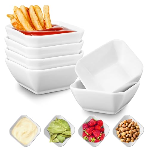 Mfacoy 6 Pack Soy Sauce Dishes, 3 oz Ceramic Dipping Bowls, Pinch Bowls, Small Dip Bowls Set, Sauce Dish Bowls, Mini Bowl for Side Dish, Ketchup, Soy, BBQ, Sushi, Party, Condiments Serving Bowl Set - Image 1
