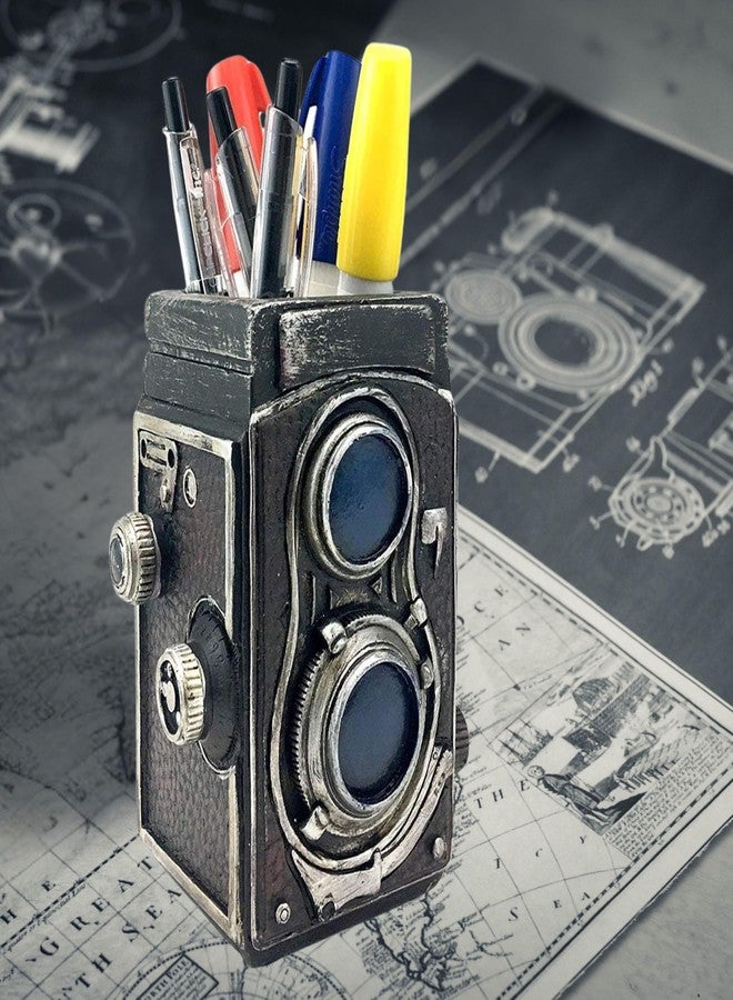 Bellaa 21390 Camera Pen Pencil Holder Retro Antiques Desk Organizer Bookends Bookshelves Old World Vintage Collectible Decor - Image 1