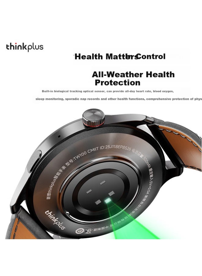 Thinkplus Lenovo Smarch, Blood Oxygen Heart Rate Sleep Monitoring, Health Fitness Bracelet, Bluetooth Calling Waterproof Payment Business Watch [limited To Genuine Leather Strap], Tw100 - Image 3