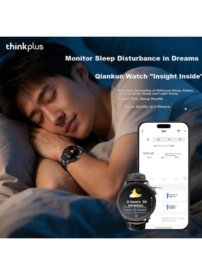 Thinkplus Lenovo Smarch, Blood Oxygen Heart Rate Sleep Monitoring, Health Fitness Bracelet, Bluetooth Calling Waterproof Payment Business Watch [limited To Genuine Leather Strap], Tw100 - Image 4