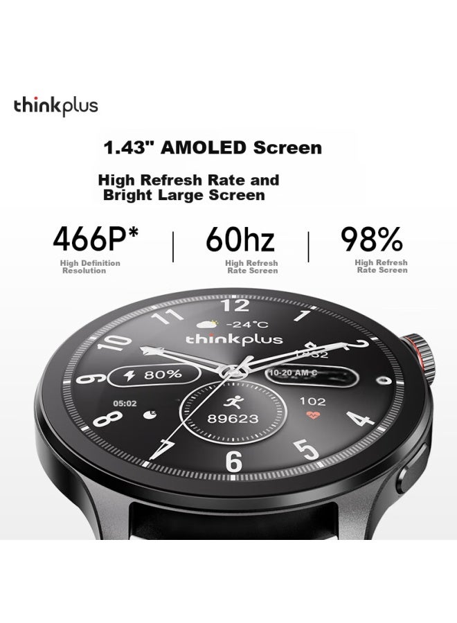 Thinkplus Lenovo Smarch, Blood Oxygen Heart Rate Sleep Monitoring, Health Fitness Bracelet, Bluetooth Calling Waterproof Payment Business Watch [limited To Genuine Leather Strap], Tw100 - Image 2