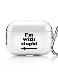 Stylizedd Classic Clear printed Case for Apple AirPods Pro 2nd Generation Thin Transparent Cover [Designed for Apple AirPods Pro 2nd Generation] - I'm with stupid  - Image 1