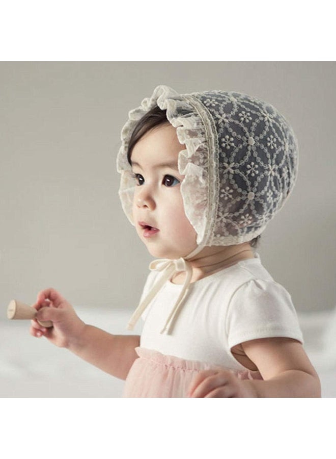XYX Baby Girl Toddlers Breathable Lacy Bonnet Eyelet Cotton Adjustable Sun Protection Hat - Image 4