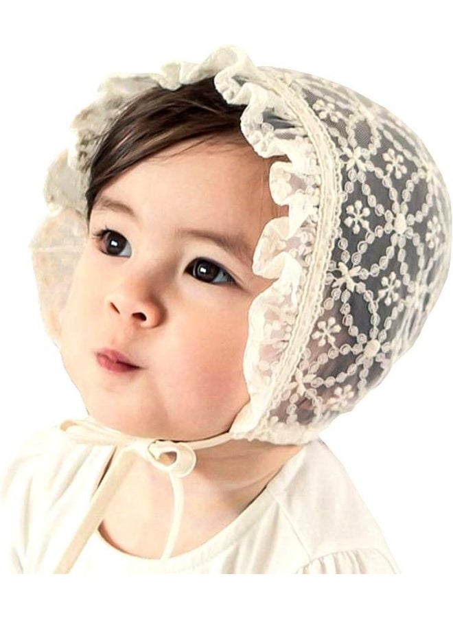 XYX Baby Girl Toddlers Breathable Lacy Bonnet Eyelet Cotton Adjustable Sun Protection Hat - Image 2