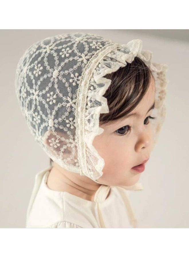 XYX Baby Girl Toddlers Breathable Lacy Bonnet Eyelet Cotton Adjustable Sun Protection Hat - Image 3