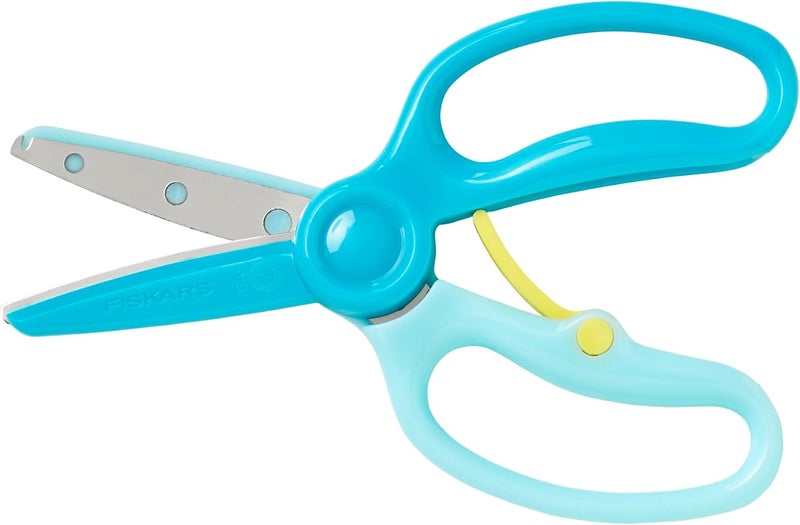 Fiskars Training Scissors for Preschoolers Ages 3+ (3-Pack), Small Kids Safety Scissors with Training Lever, Easy to Use, Preschooler Art Supplies, Back To School, Turquoise and Red - Image 4
