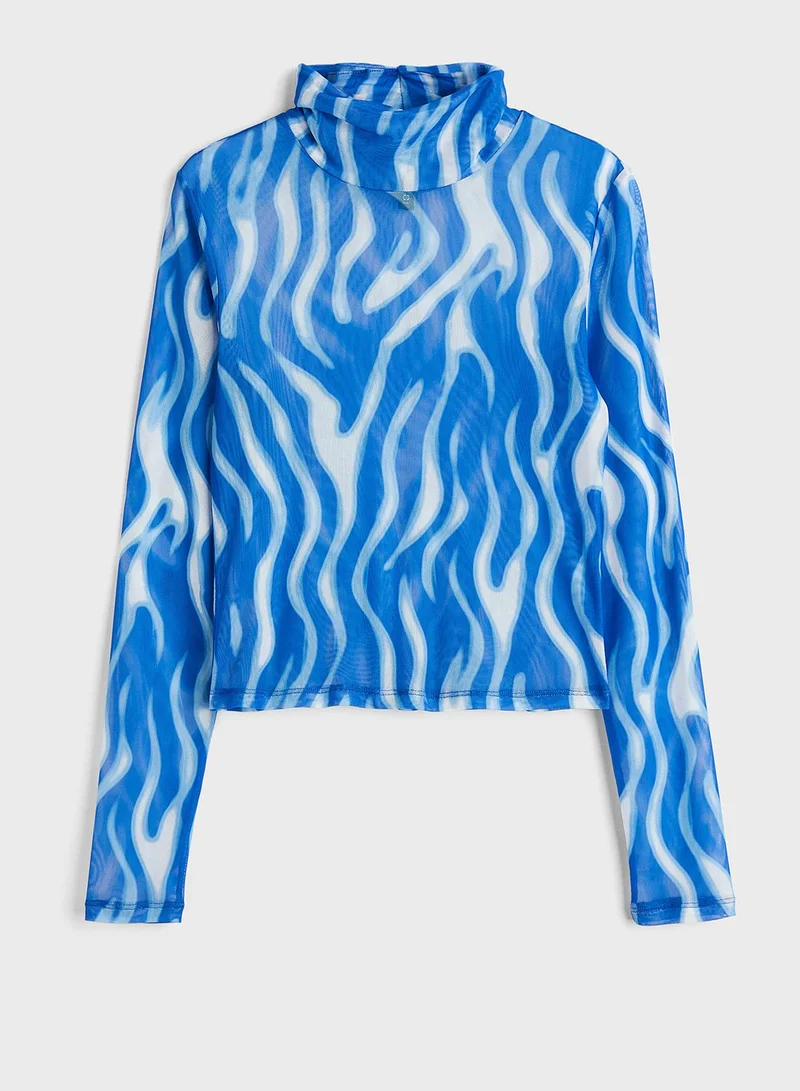 H&M Turtle Neck Printed Top