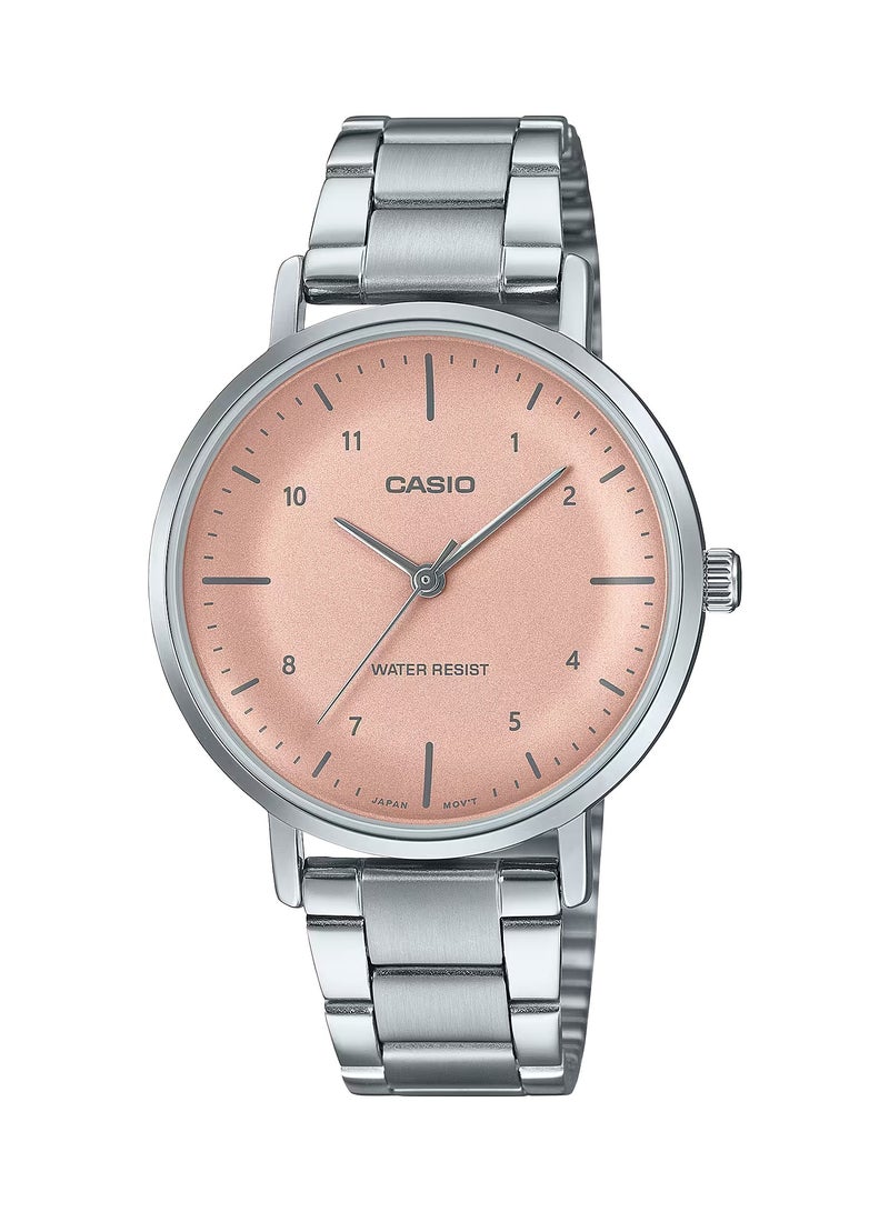 CASIO Analog Quartz Pink concave-shaped Dial Stainless Steel Ladies Watch LTP-VT03D-4B