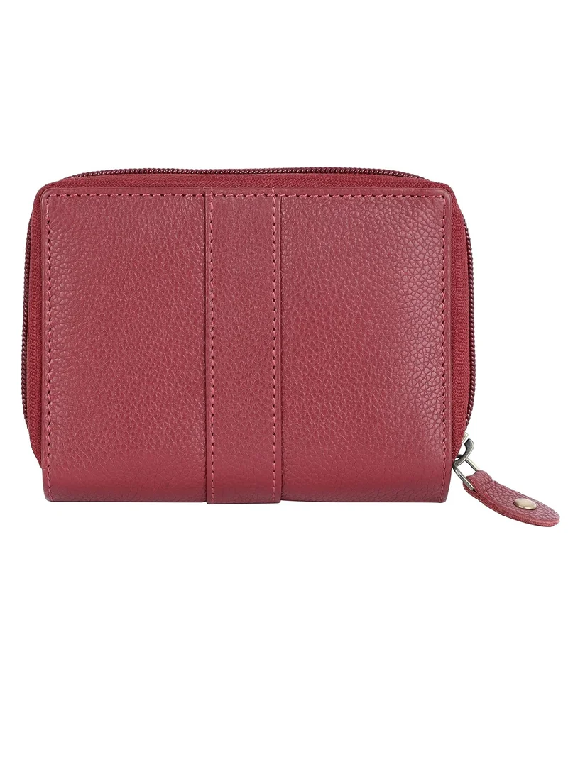 HAMMONDS FLYCATCHER Wallet for Women - Leather Ladies Wallet - Berry Red - 14 Card Slots - RFID Protection - 3 ID Card Slots - Women's Wallet - Button Closure - Daily Use, Women Money Purse | NR34