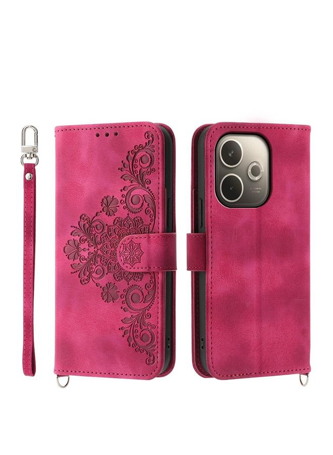 اس-توب جراب هاتف OPPO A5 PRO 5G Global Skin Feel Flower منقوشة بجلد محفظة - Image 1