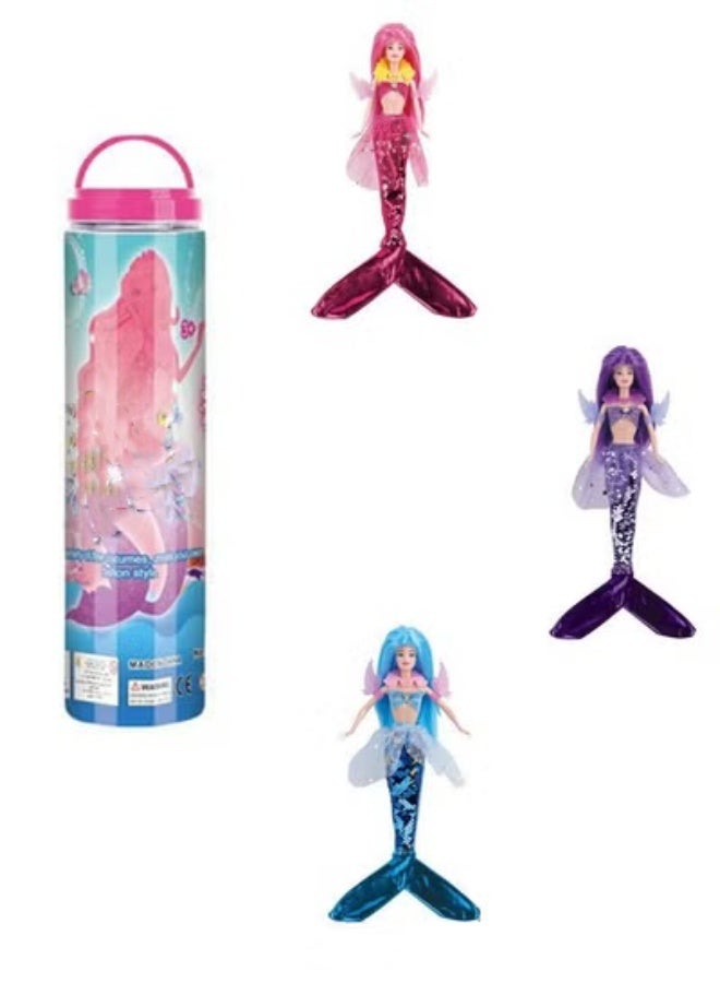 دمية باربي للكشف عن اللون مع حزمة واحدة، 4 أكياس، شعر مستعار مفاجئ، تنورة، مفاجآت الماء يكشف عن مظهر الدمية ويغير اللون والظهور