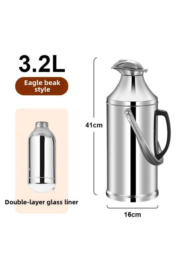 Stainless Steel Thermos Household Student Thermos Bottle Thermos Commercial Restaurant Hotel Large Capacity Thermos Bottle Thermos-Color:316 Flagship Extra Thick 2.1l Flat Cover Steel Color-Capacity:[wu Nian Warranty, High-end Anti-fingerprint]  - Image 4