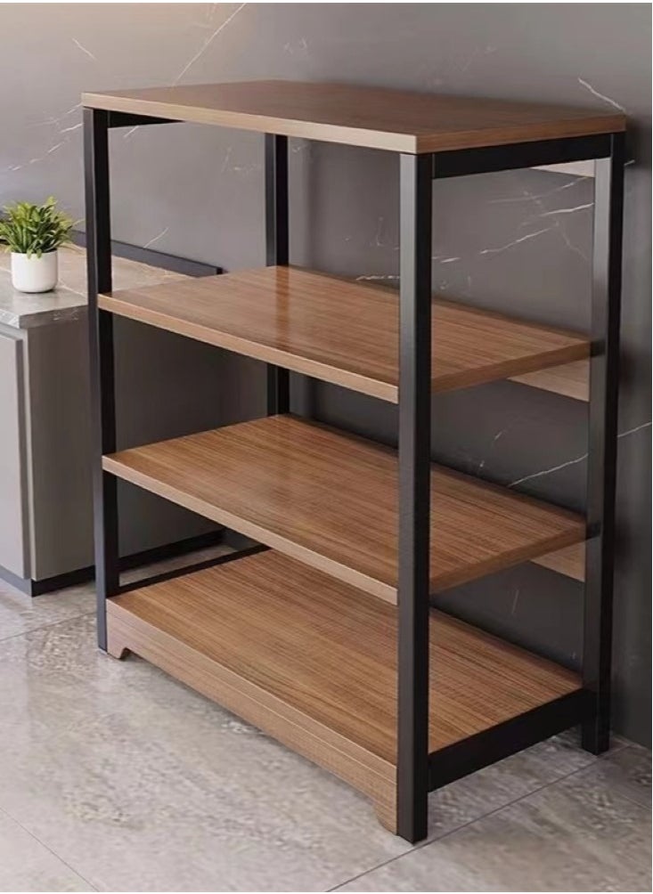 Kutis - 4-Tiers Shelf Storage Unit Rack Storage Organizer Kitchen Shelving Black/Brown 59x30x101 cm - Image 1