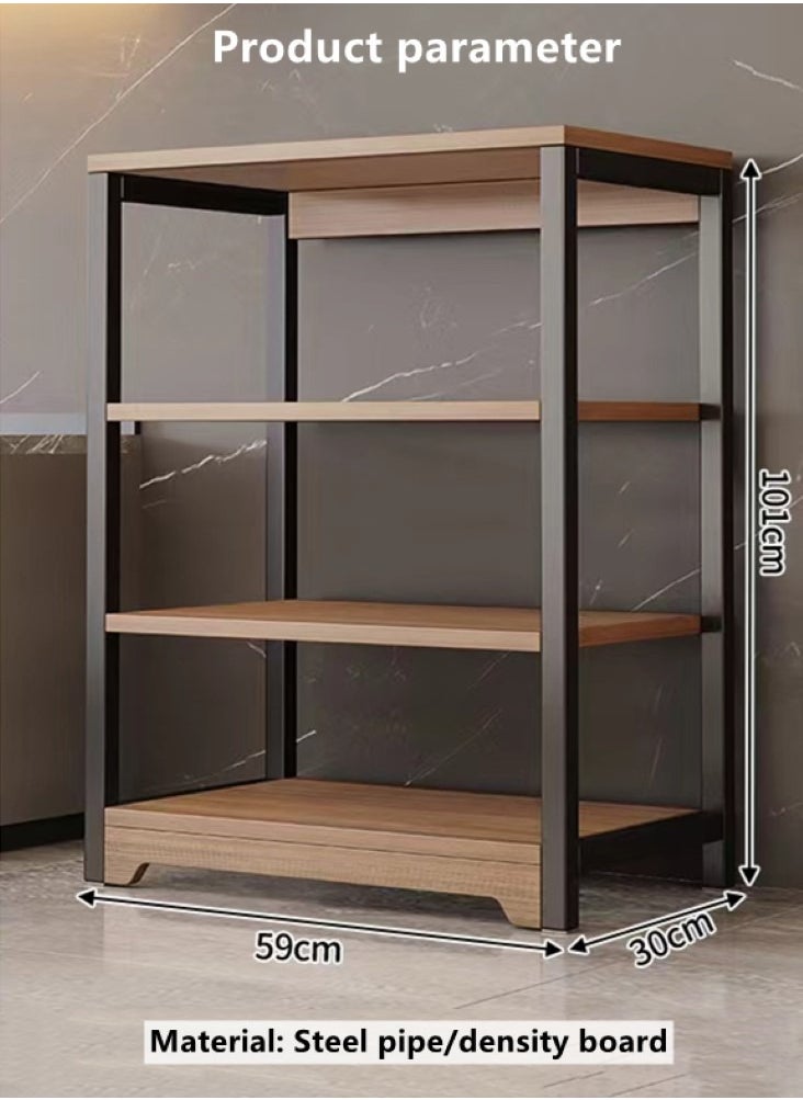 Kutis - 4-Tiers Shelf Storage Unit Rack Storage Organizer Kitchen Shelving Black/Brown 59x30x101 cm - Image 1
