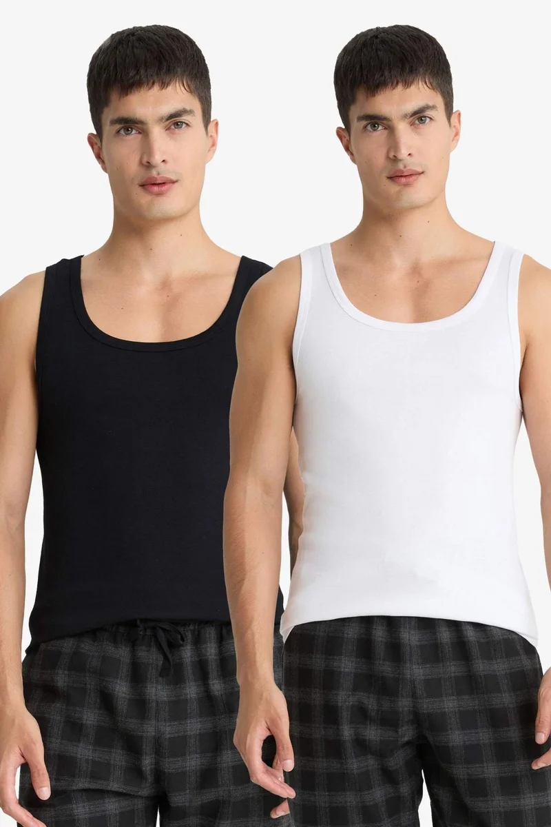 ديفاكتو Cotton Slim Fit Ribbed 2 Piece Undershirts