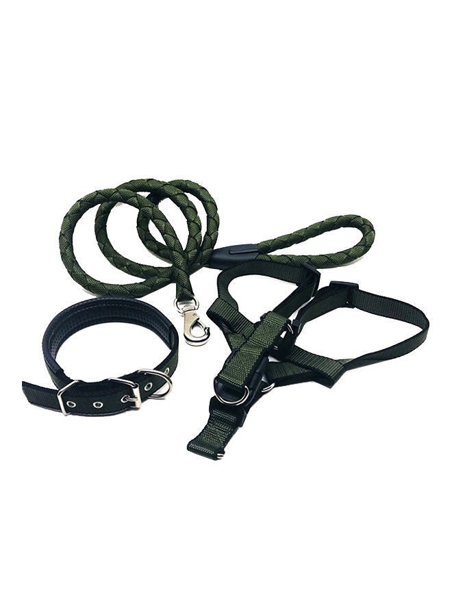 NIBEMINENT Pet Leash Collar Dog Chain Chest 3 Strap Set Green 0.7kg - Image 1