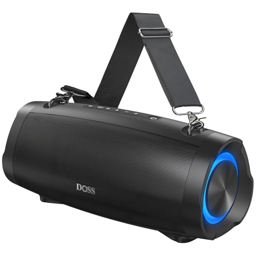 DOSS Extreme Boom Pro D100 70W Bluetooth Speaker with Deep Bass IPX6 Waterproof 10400mAh 24H Battery Builtin Power Bank TWS Stereo Pairing BeatSync Lights for Outdoor Camping Party Black - Image 1