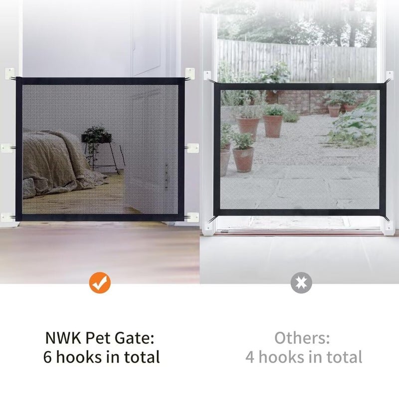 NWK Magic Dog Gate for Stairs Pet Gate for The House Providing a Safe Enclosure for Pets to Play and Rest, 6 Hooks Design (30'' X 43'') - Image 3