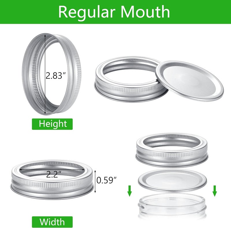 Topbooc Ball Kerr Canning Lids with Rings - Split Lids & Rings, Food Grade Material, 100% Fit & Airtight for Regular Mouth Jars (72pcs) - Image 2