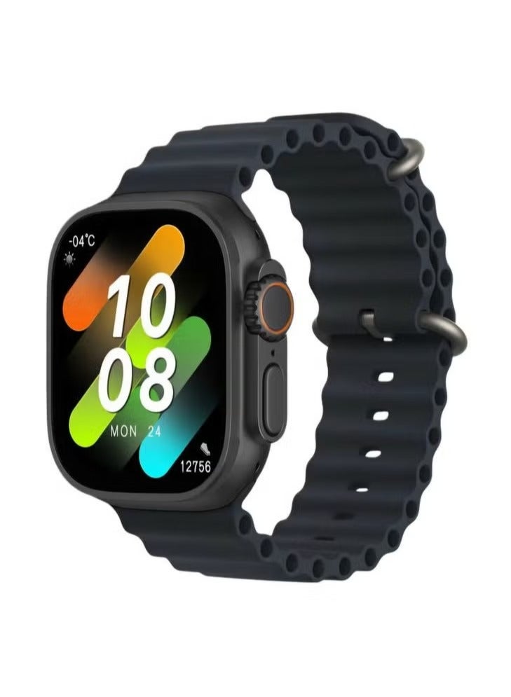 W&O X9 Plus Ultra 2 (Super AMOLED) Screen Smart Watch Full Screen | Aluminum Case With 2 straps Silicone & Fabric | Wireless Charge (black) - Image 1