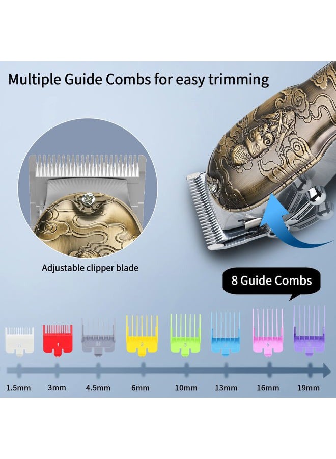 Dumite Hair Clippers for Men,Hair Trimmer Nose and Ear Hair Trimmer Clipper Set with Razor Replacement Head,USB Professional Rechargeable T-Blade Hair Cutting Grooming Kit LED Display (Gold) - Image 2