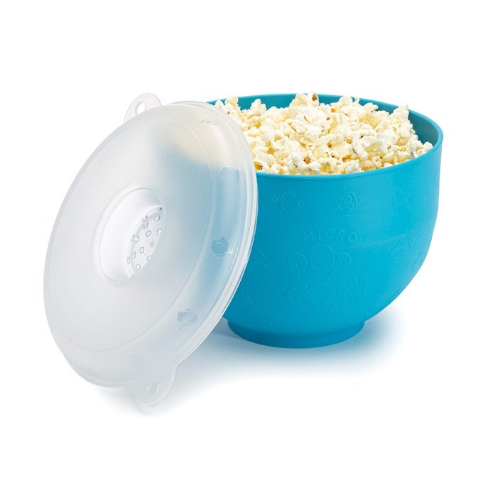 SILICONE POPCORN POPPER COLLAPSIBLE HOT AIR MICROWAVABLE POPCORN MAKER BOWL MADE WITHOUT BPA BLUE