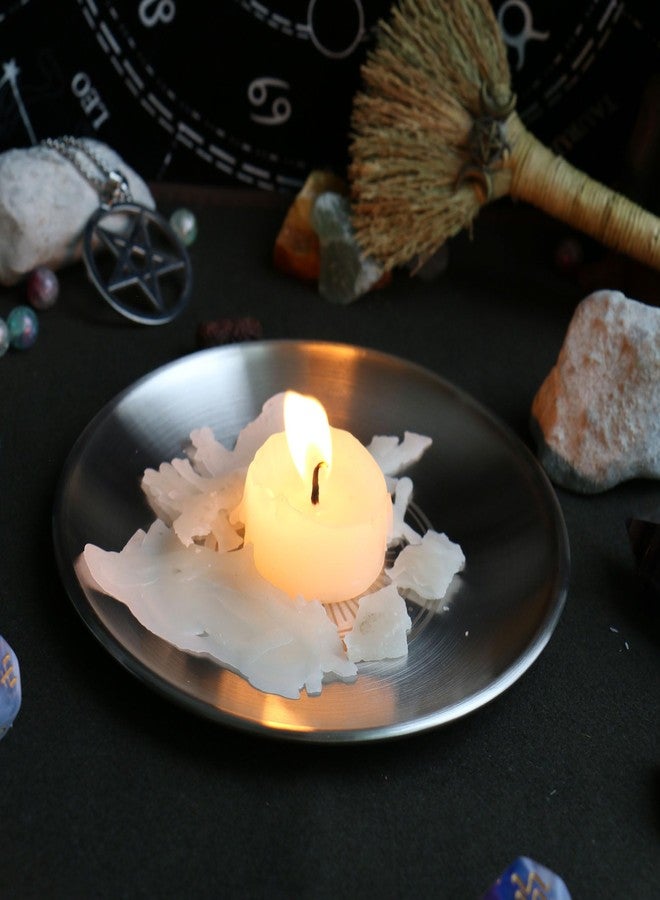 Amitofo Offering Bowl Prayer Ritual Plate Great for Wicca, Altar use, Ritual use, Incense Burner, smudging Bowl, Decoration, (Silver Triple Moon) - Image 4