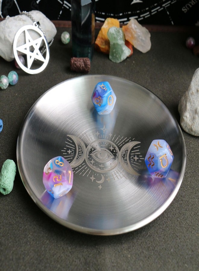 Amitofo Offering Bowl Prayer Ritual Plate Great for Wicca, Altar use, Ritual use, Incense Burner, smudging Bowl, Decoration, (Silver Triple Moon) - Image 3