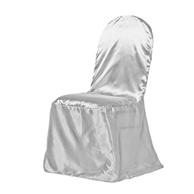 LTC LINENS LTC LINENS LinenTablecloth Satin Banquet Chair Cover, Silver - Image 1