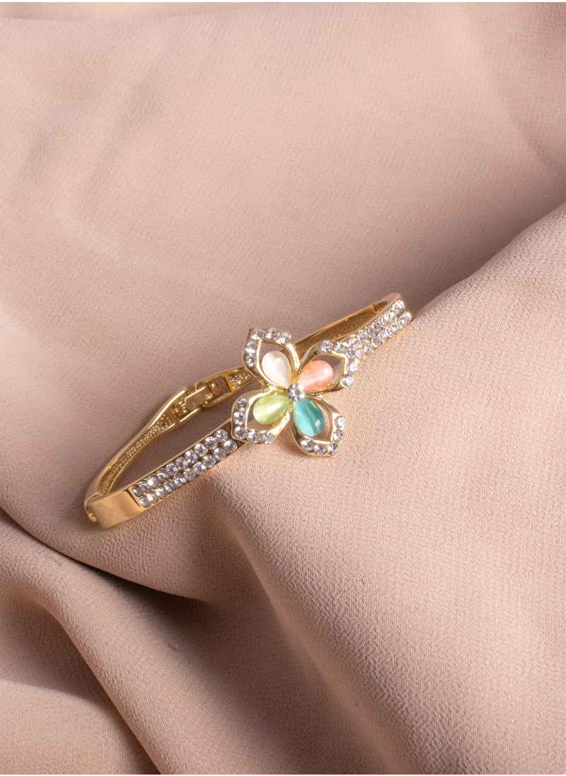 The Black Pearl Accessories - Platinum Zirconic Bracelet Gold with Multi Colored Zirconic Stones - Image 1