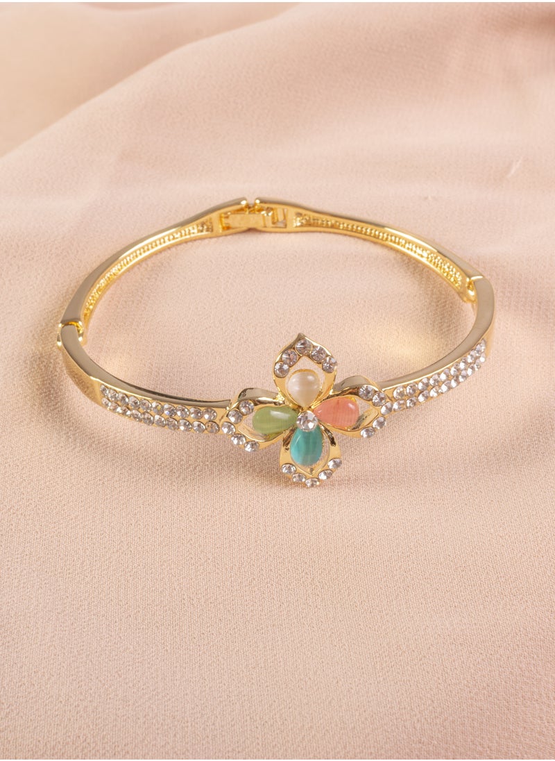 The Black Pearl Accessories - Platinum Zirconic Bracelet Gold with Multi Colored Zirconic Stones - Image 1