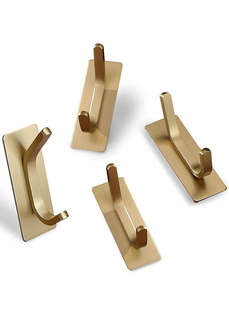 AMROAH - 4pcs Stainless Steel Adhesive Hooks Wall Mounted, Heavy Duty Storage Wall Mount Hooks for Hanging Coat Clothes Towels Hat Bags for Home Entryway Bathroom Bedroom Kitchen Living Room - Image 1