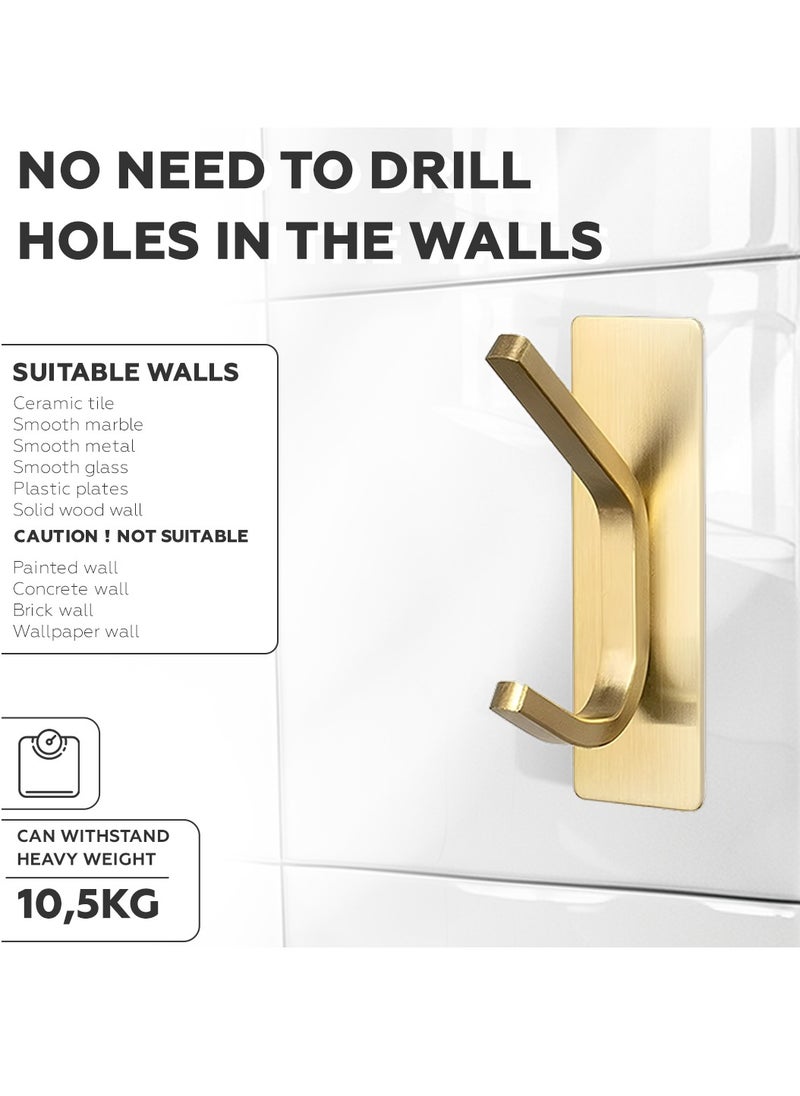 AMROAH - 4pcs Stainless Steel Adhesive Hooks Wall Mounted, Heavy Duty Storage Wall Mount Hooks for Hanging Coat Clothes Towels Hat Bags for Home Entryway Bathroom Bedroom Kitchen Living Room - Image 1