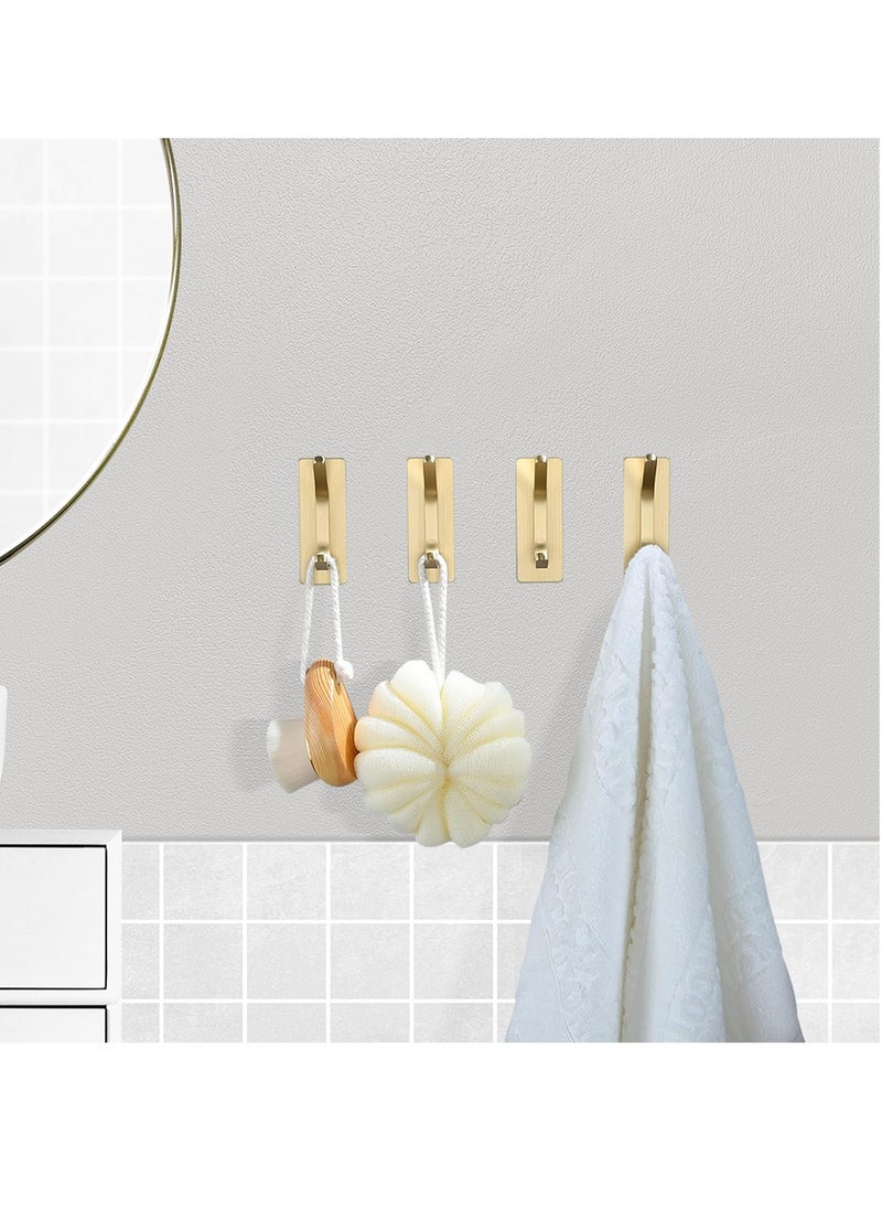 AMROAH - 4pcs Stainless Steel Adhesive Hooks Wall Mounted, Heavy Duty Storage Wall Mount Hooks for Hanging Coat Clothes Towels Hat Bags for Home Entryway Bathroom Bedroom Kitchen Living Room - Image 1