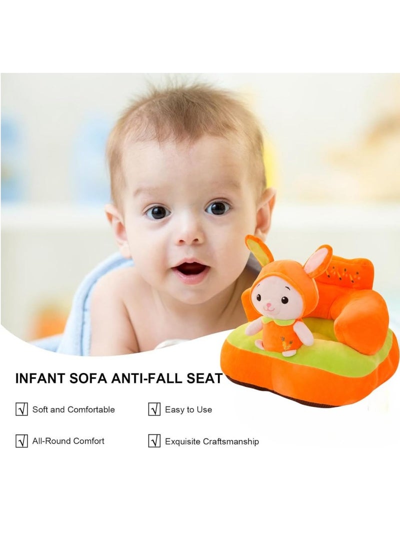 Gonice - Baby Support Seat Sofa Cartoon Infant Sofa Cute Learning Sitting Chairs Baby Sit Up Chair Back Head Protector Baby Bouncer Infants Floor Seats (Orange rabbit) - Image 1