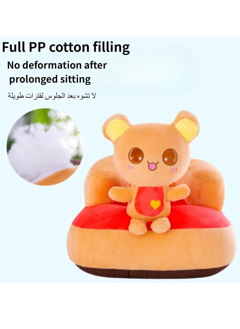 Gonice - Baby Support Seat Sofa Cartoon Infant Sofa Cute Learning Sitting Chairs Baby Sit Up Chair Back Head Protector Baby Bouncer Infants Floor Seats (Orange rabbit) - Image 1