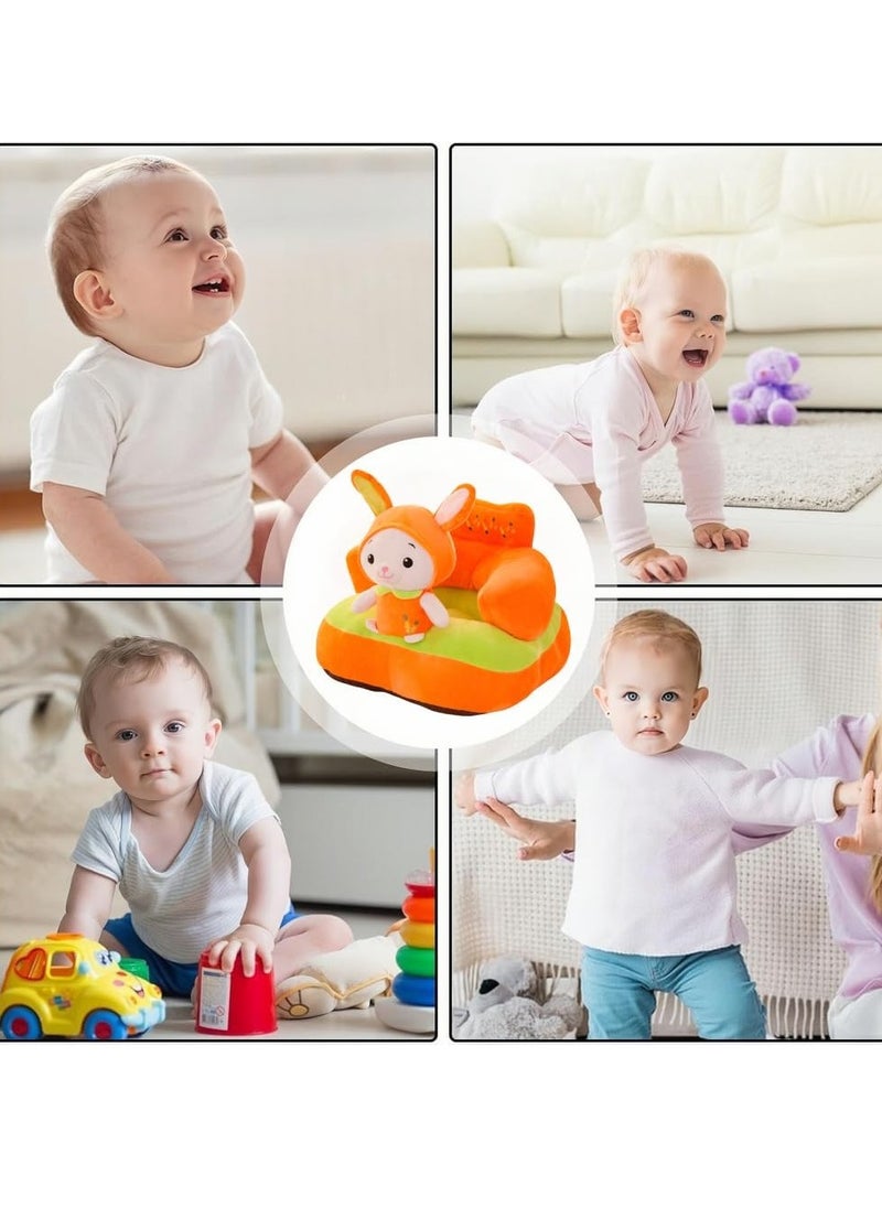 Gonice - Baby Support Seat Sofa Cartoon Infant Sofa Cute Learning Sitting Chairs Baby Sit Up Chair Back Head Protector Baby Bouncer Infants Floor Seats (Orange rabbit) - Image 1
