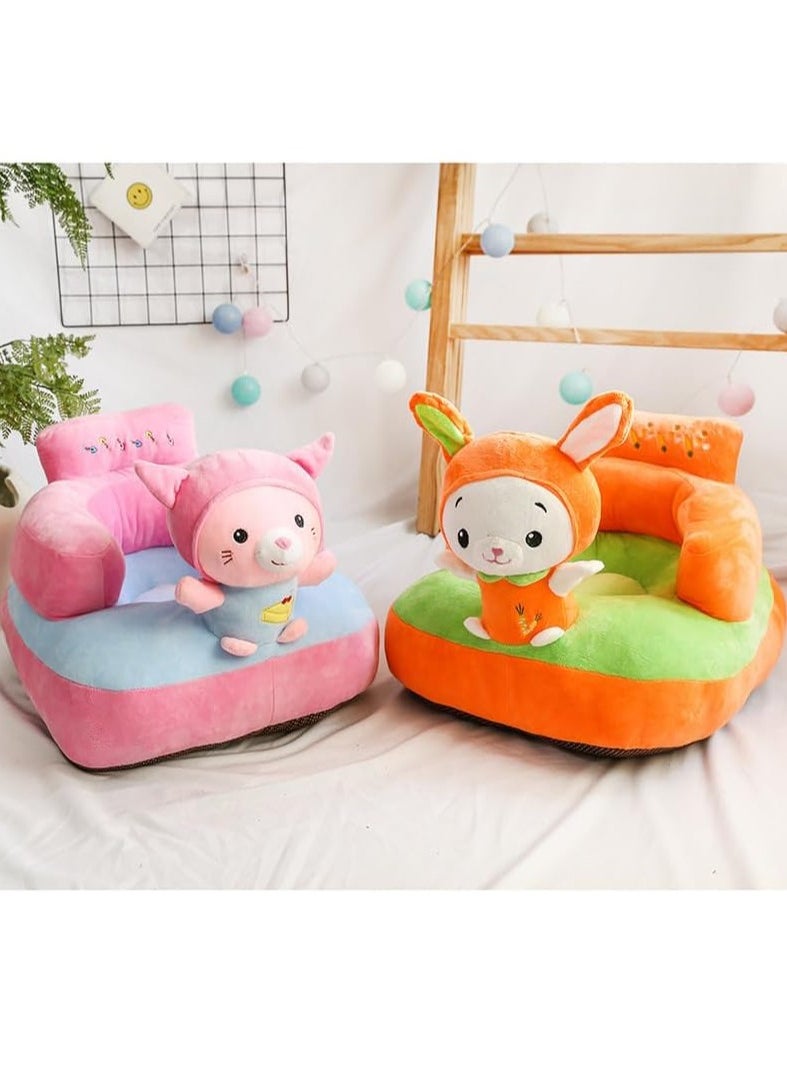 Gonice - Baby Support Seat Sofa Cartoon Infant Sofa Cute Learning Sitting Chairs Baby Sit Up Chair Back Head Protector Baby Bouncer Infants Floor Seats (Orange rabbit) - Image 1
