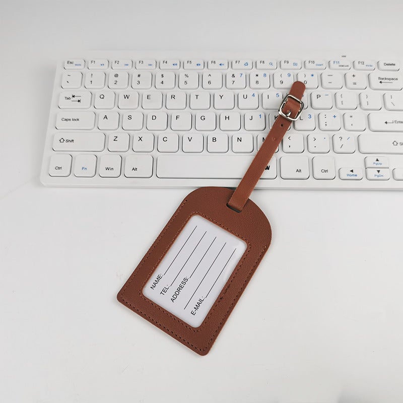 Multicolor PU Leather Luggage Tag with StrapFrame Car Line No Flip Brown Frame Car Line No Flip Brown 